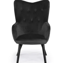 Fauteuil scandinave tissu velours noir