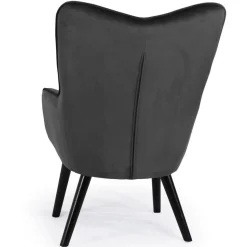 Fauteuil scandinave tissu velours noir