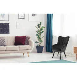 Fauteuil scandinave tissu velours noir