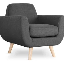 Fauteuil Scandinave Tissu Anthracite TELIA