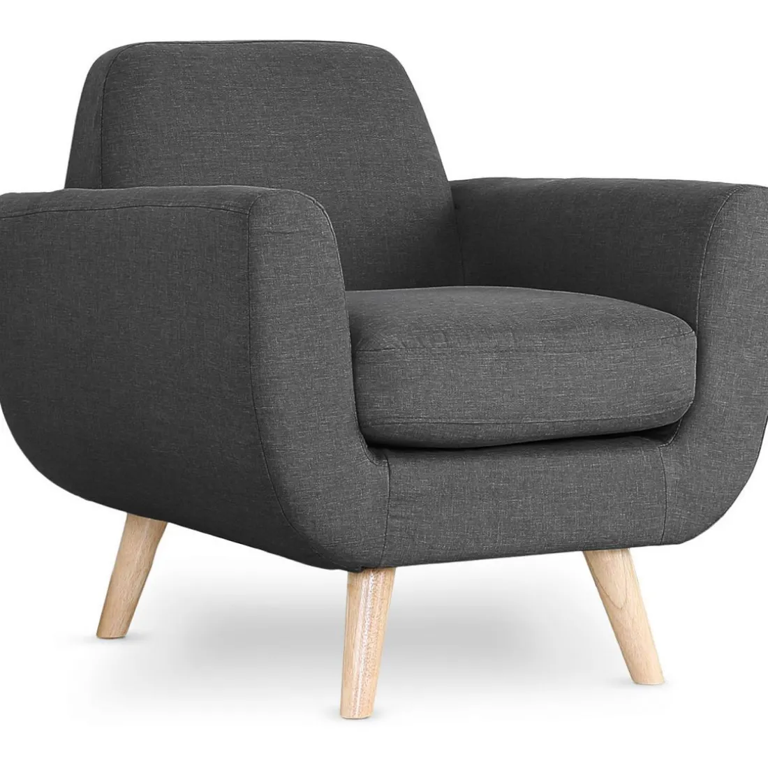 Fauteuil Scandinave Tissu Anthracite TELIA