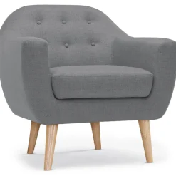 Fauteuil Scandinave Tissu Gris OLAF