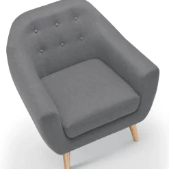 Fauteuil Scandinave Tissu Gris OLAF
