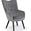 Fauteuil Scandinave Velours Gris AMALECITE