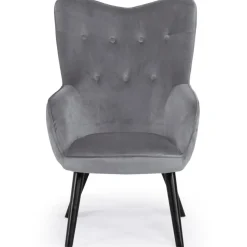 Fauteuil Scandinave Velours Gris AMALECITE