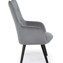 Fauteuil Scandinave Velours Gris AMALECITE