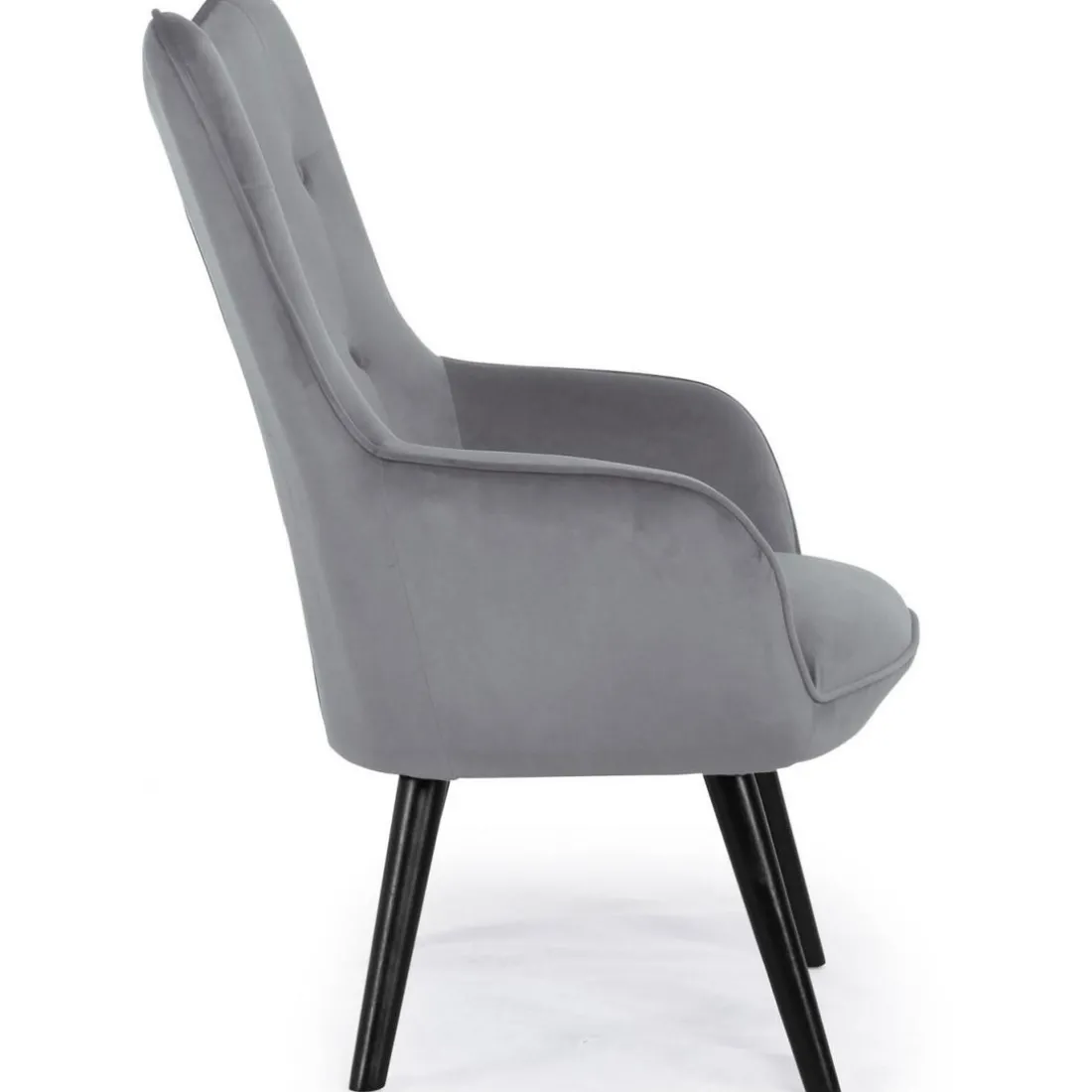 Fauteuil Scandinave Velours Gris AMALECITE