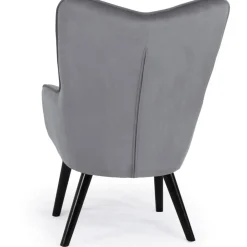 Fauteuil Scandinave Velours Gris AMALECITE