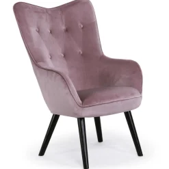 Fauteuil Scandinave Velours Rose AMALECITE