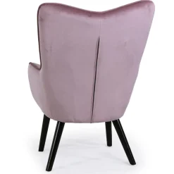 Fauteuil Scandinave Velours Rose AMALECITE