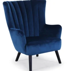 Fauteuil scandinave VIDAL en Velours Bleu