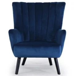 Fauteuil scandinave VIDAL en Velours Bleu
