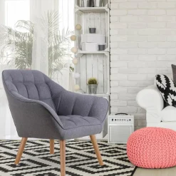 Fauteuil Scandinave ZENTAO Tissu Gris Clair