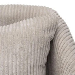 Fauteuil Tissu AGATHE Velours Cotelé Gris Perle Pieds Évasés Métal