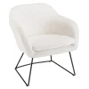 Fauteuil urban tissu bouclette blanc pieds évasés métal noir