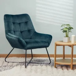 Fauteuil velours gris bleu