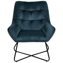 Fauteuil velours gris bleu