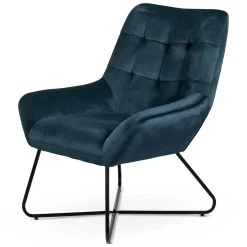 Fauteuil velours gris bleu