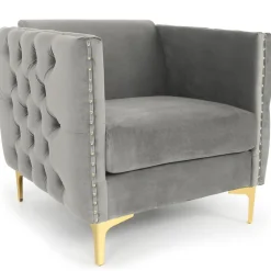 Fauteuil Velours Gris MURRAY