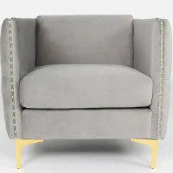 Fauteuil Velours Gris MURRAY