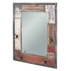 Garderobe murale 4 crochets miroir integré