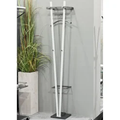 Garderobe murale avec porte parapluies en anthracite époxy et 5 crochets tube d'acier laqué Blanc