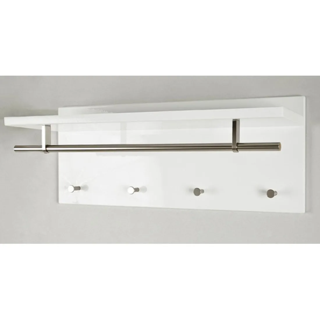 Garderobe murale barre et 4 crochets optique inox