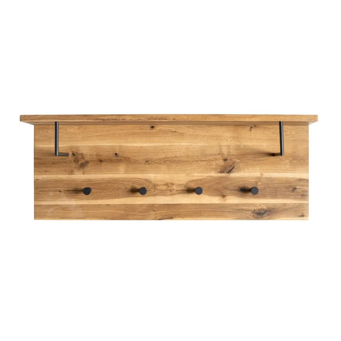 garderobe murale chêne et métal noir - 4 crochets