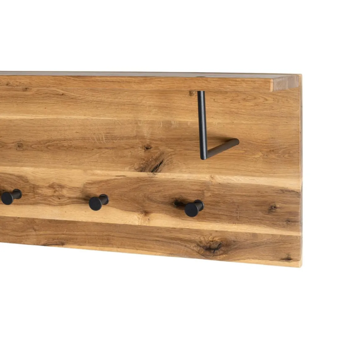 garderobe murale chêne et métal noir - 4 crochets