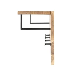 garderobe murale chêne et métal noir - 4 crochets