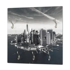 Garderobe murale en MDF avec impression Skyline par Ultra Violet et 5 crochets en optique inox Multicolore