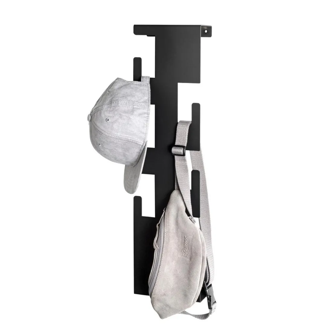 Garderobe murale en métal noir avec 6 crochets