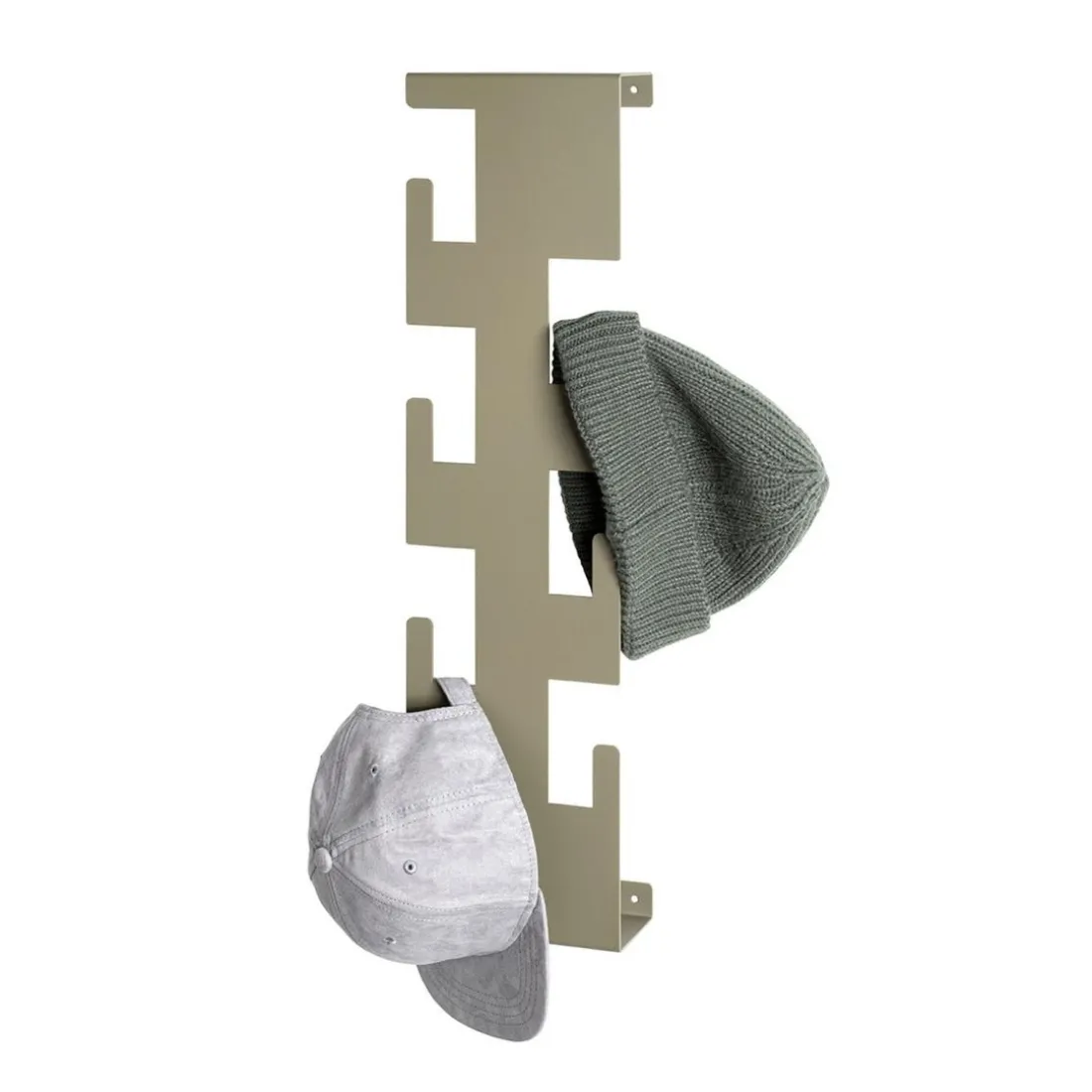 Garderobe murale en métal laquée verte et 6 crochets