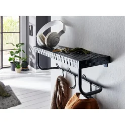 garderobe murale en tube d'acier époxy noir mat