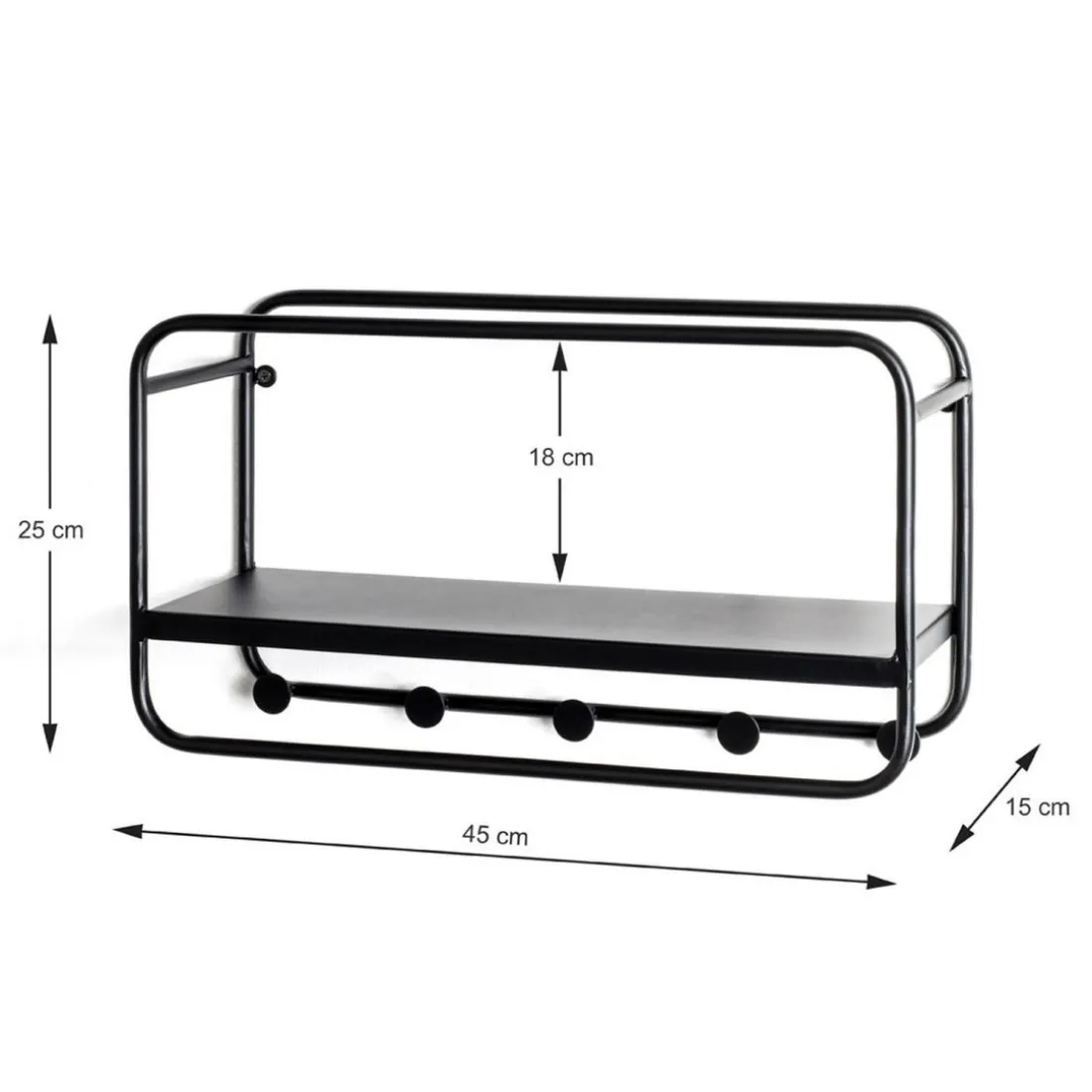 garderobe murale en tube d'acier laqué noir,