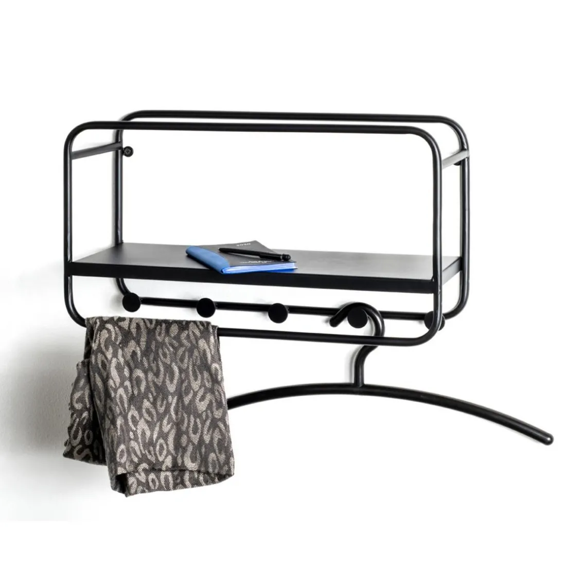 garderobe murale en tube d'acier laqué noir,