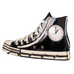 Garderobe murale et horloge basket noire en métal laqué