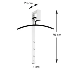 Garderobe murale laqué blanc tringle et crochets chromés