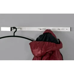 Garderobe murale laqué blanc tringle et crochets chromés