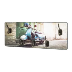 Garderobe murale MDF avec impression Scooter par Ultra Violet et 5 crochets en métal Bronze