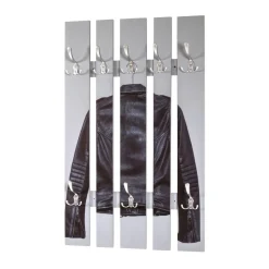 Garderobe murale MDF avec impression par Ultra Violet Blouson cuir et 8 crochets en optique inox