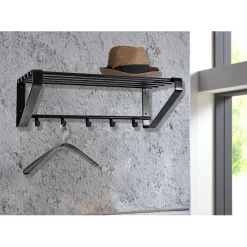 garderobe murale métal époxy noir 5 crochets