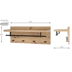 Garderobe murale multifonction tringle et crochets métalliques