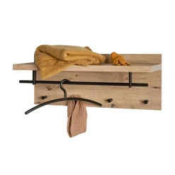 Garderobe murale multifonction tringle et crochets métalliques