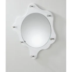 Garderobe murale ronde avec miroir 6 crochets en acier