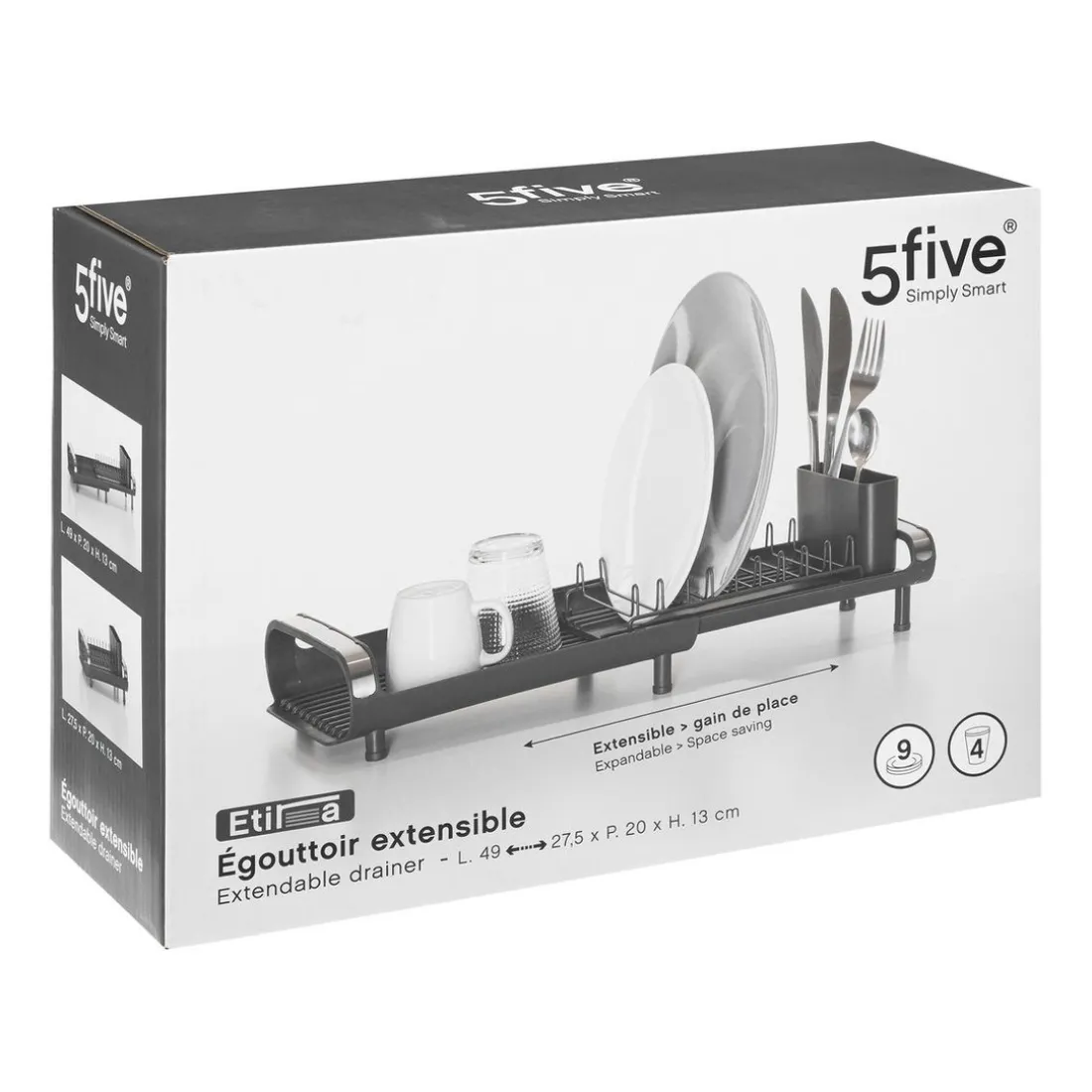 Égouttoir Etira 1 niveau gris en polypropylène