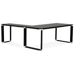 Grand bureau de direction en angle 'XLINE' en bois noir