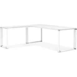 Grand bureau de direction en angle 'XLINE' en verre blanc