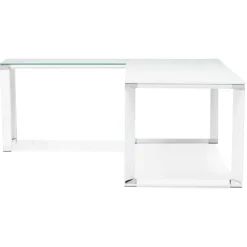 Grand bureau de direction en angle 'XLINE' en verre blanc