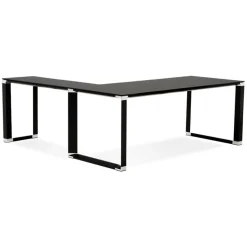 Grand bureau de direction en angle 'XLINE' en verre noir